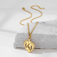 Custom name necklace detail, personalized engraved nameplate close-up