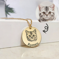 Memorial necklace worn on neck, personalized engraved remembrance pendant