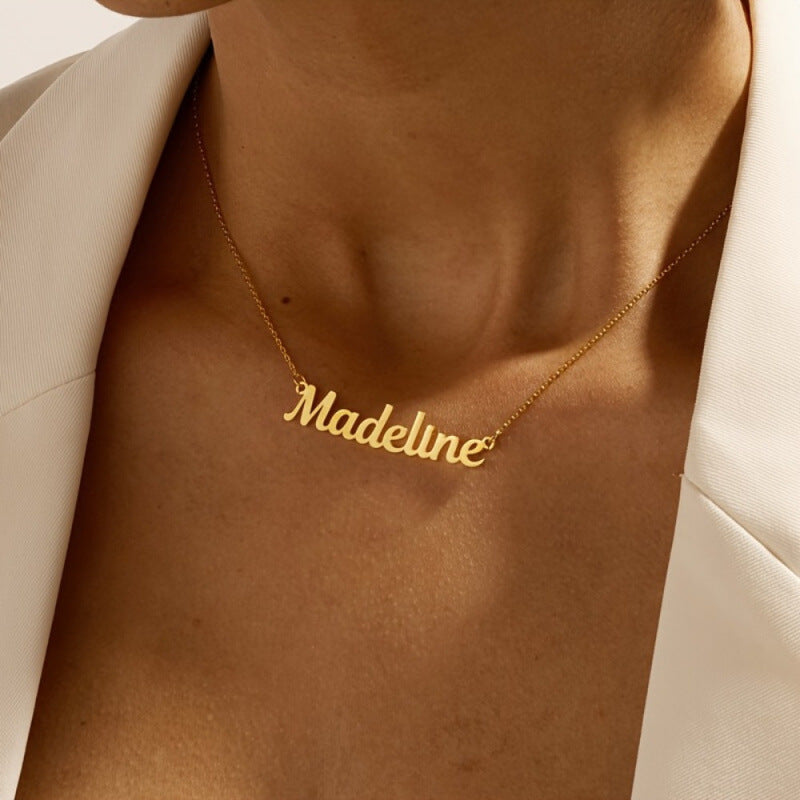 Personalized script name necklace, custom cursive nameplate pendant, gift for her