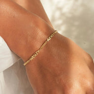Silver personalized name bracelet, custom engraved nameplate on dainty chain