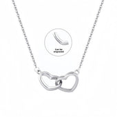 Personalized Interlocking Hearts Couples Necklace — White Gold Necklace