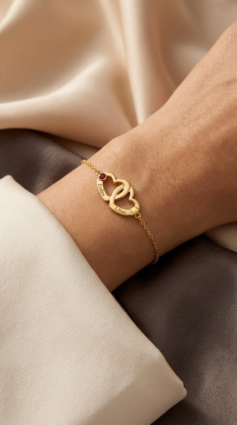 Personalized Heart Name & Birthstone Bracelet