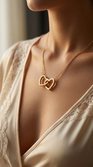 Personalized Interlocking Hearts Couples Necklace