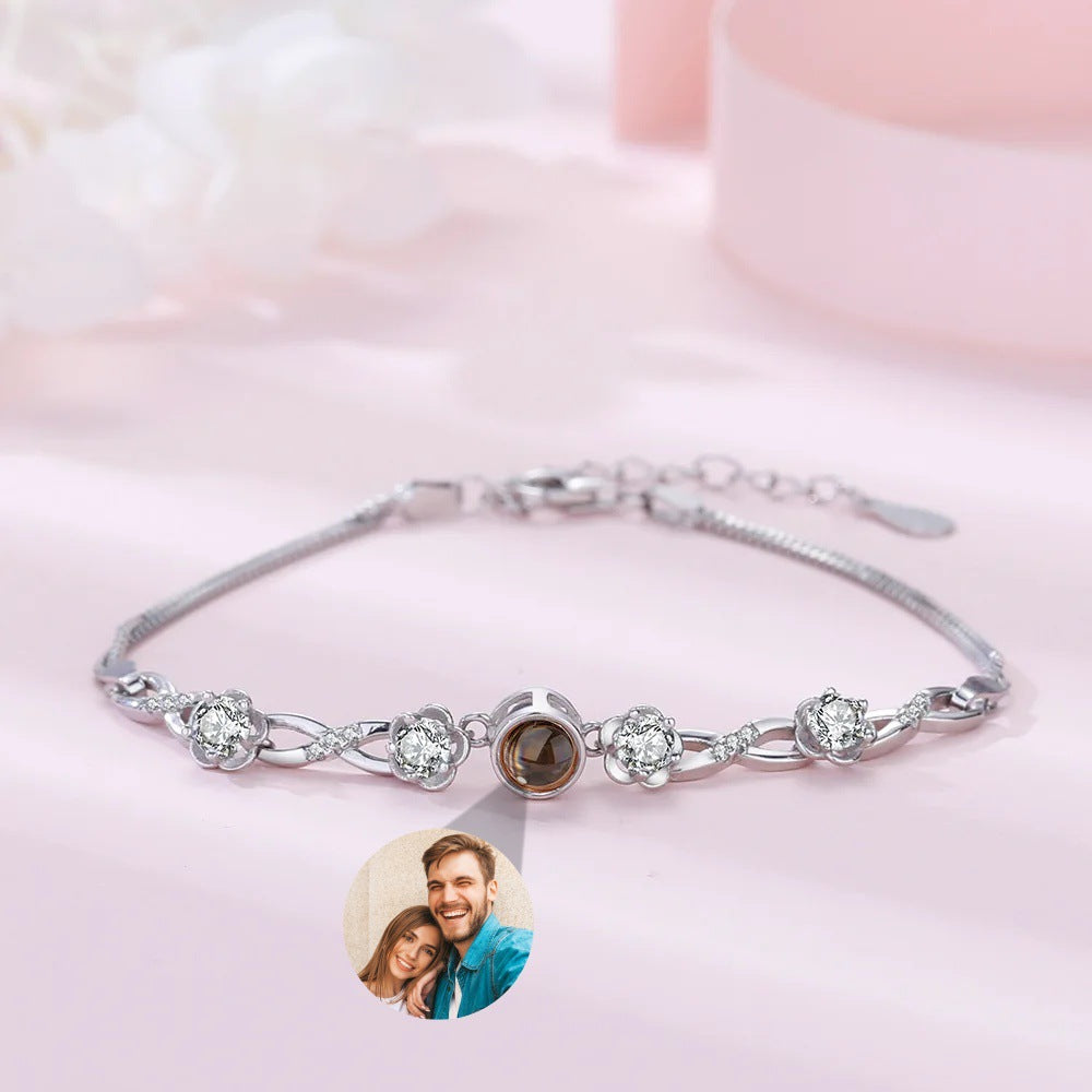 Personalized photo projection bracelet, custom picture charm, anniversary gift