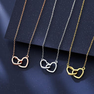 Personalized Interlocking Hearts Couples Necklace — product photo 2