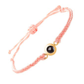 Personalized Photo Projection Braided Bracelet — Pink, Gold
