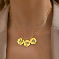 Pet photo necklace worn on neck, personalized dog picture keepsake pendant
