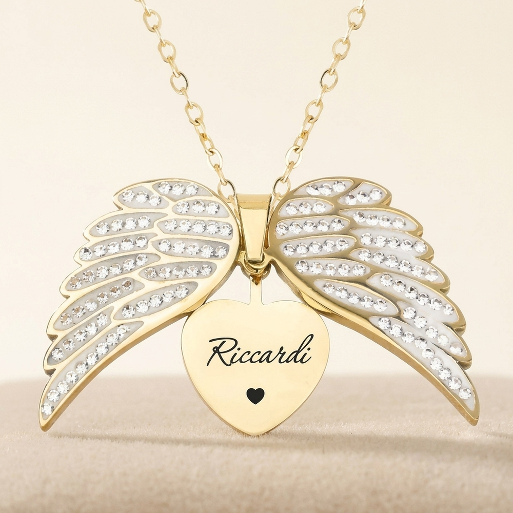 Personalized heart name necklace with zirconia accents