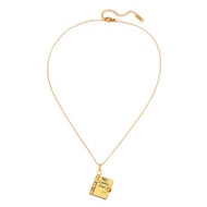 TeemDrop supplier view of the complete gold heart notebook necklace with lobster clasp and extender